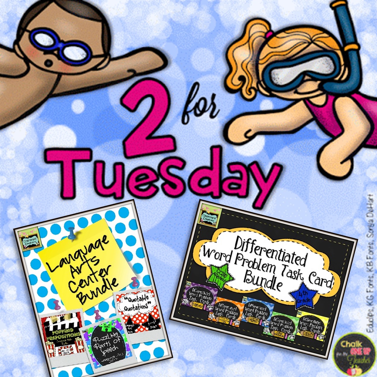 2 for Tuesday: Language Art Center and Math Task Card Bundles