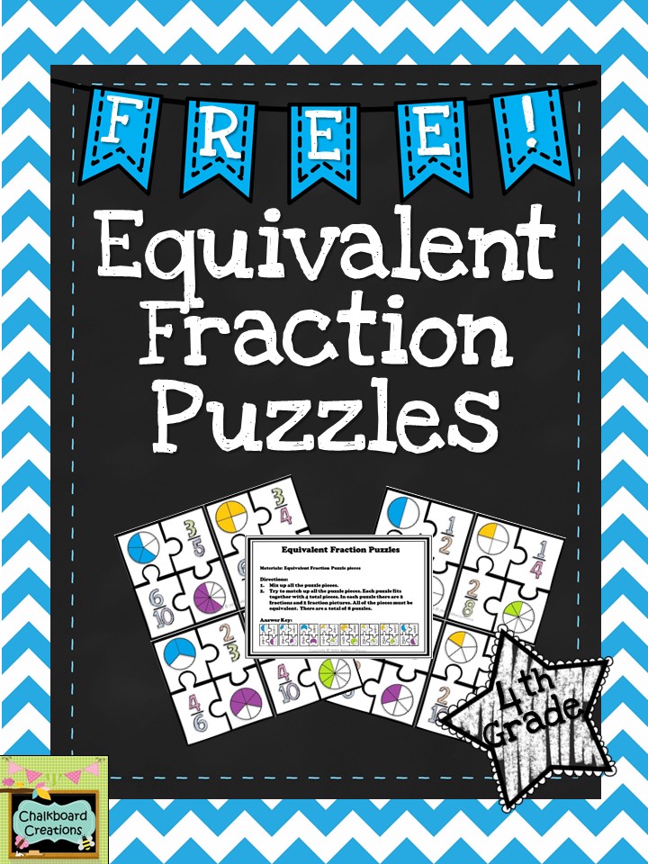 FREE Equivalent Fraction Puzzles! Great for math workshop!